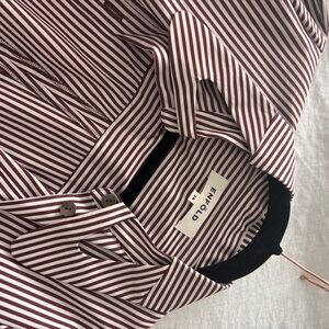 Women's Burgundy Striped Button Down Shirt